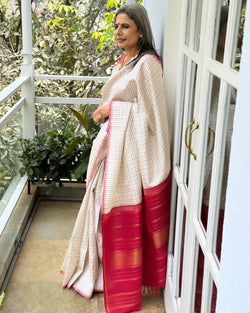 EE-X00660 Cream Check Kanjeevaram