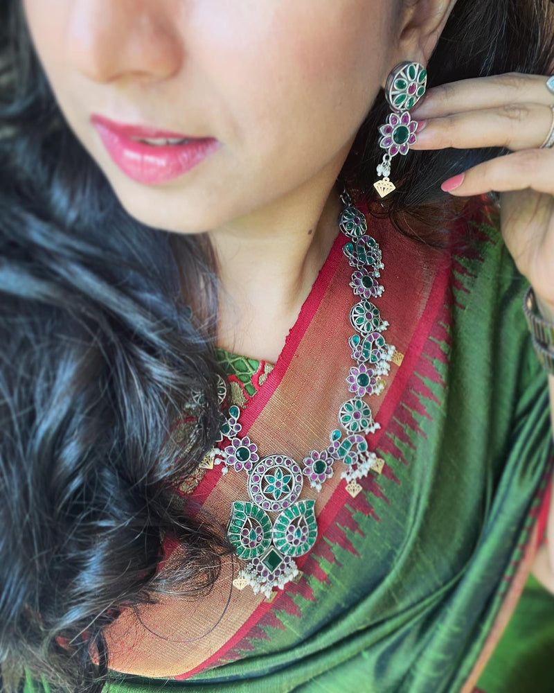 EE-W05403 Green rawsilk Saree