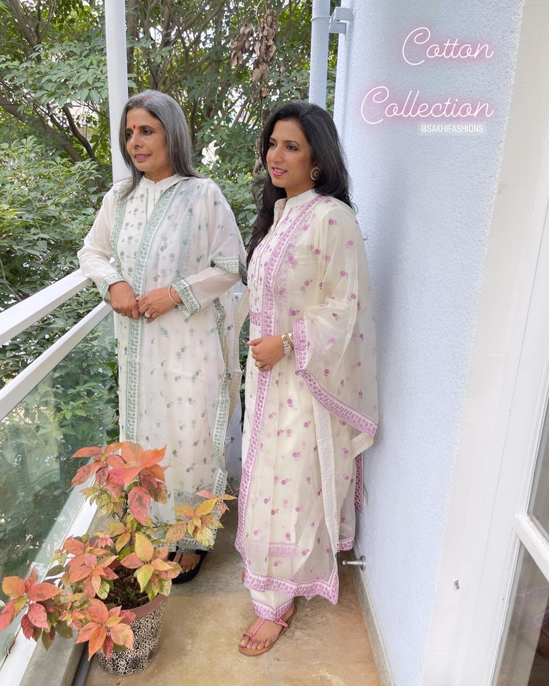 EE-W08484 Cream Mint green salwar