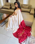EE-W15740 Cream Red Bandhini Kanchi