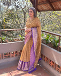 EE-Y13385 Crush Gold Tissue Sari