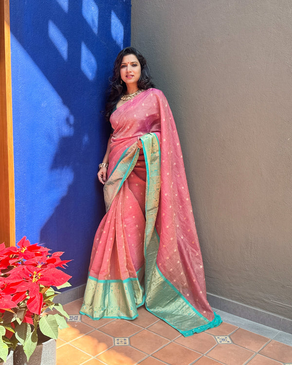 Pink Pure Banarsi Silk Blouse | Sakhi Fashions – sakhifashions