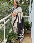 EE-W12464 Black Batik Silk Sari