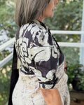 BL-W12464 Black Batik silk Blouse