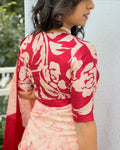 BL-W12465 Red Batik silk Blouse