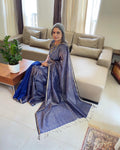 EE-W07346 Blue Maheshwari Saree
