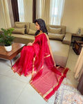 EE-W13451 Red woven Sequin Sari