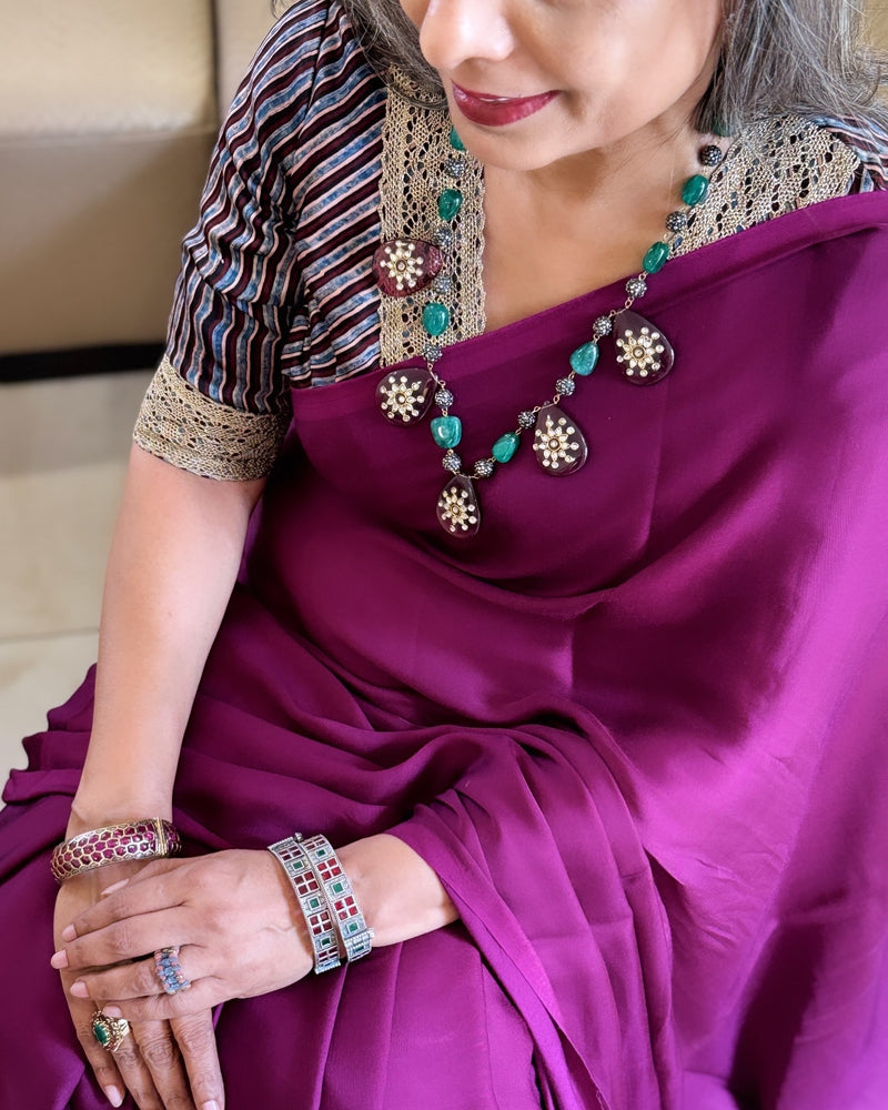 EE-X01236 Plum Modal Saree
