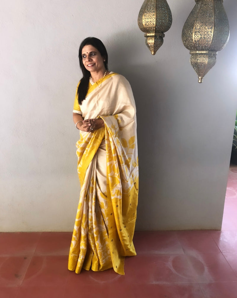 EE-R2579 Yellow Tussar Saree
