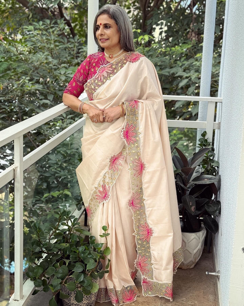 EE-W11506 Cream floral cutwork