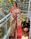 EE-W03297 Peach Tussar