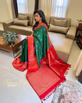 EE-W10125 Red Green Kanchi Cutwork