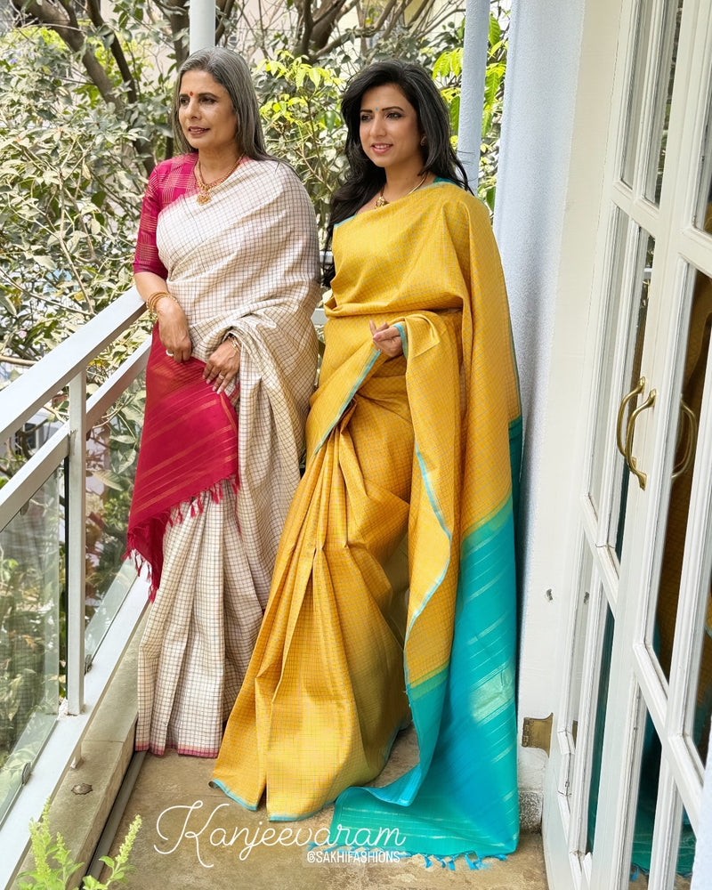EE-X00660 Cream Check Kanjeevaram