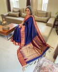 EE-W09209 Blue Rawsilk Saree