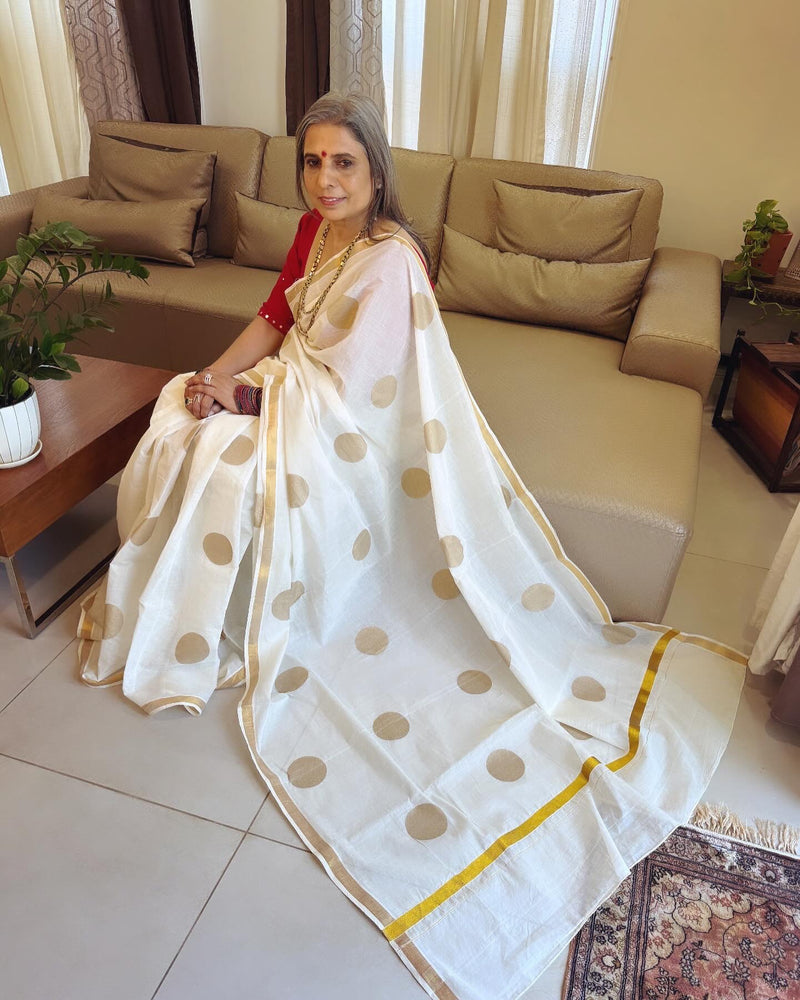 EE-W18729 Cotton Polka Sari