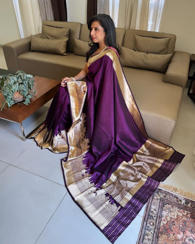 EE-X00217 Purple Banarsi Saree
