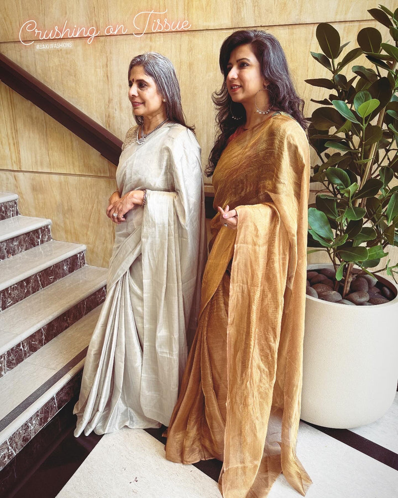 EE-W00865 Silver Tissue Chanderi