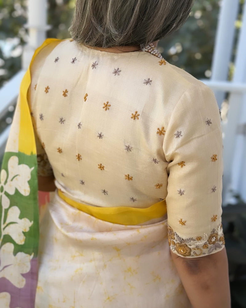 EE-W13029 Yellow Batik Saree