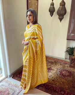 EE-W06785 Yellow Tussar Sari