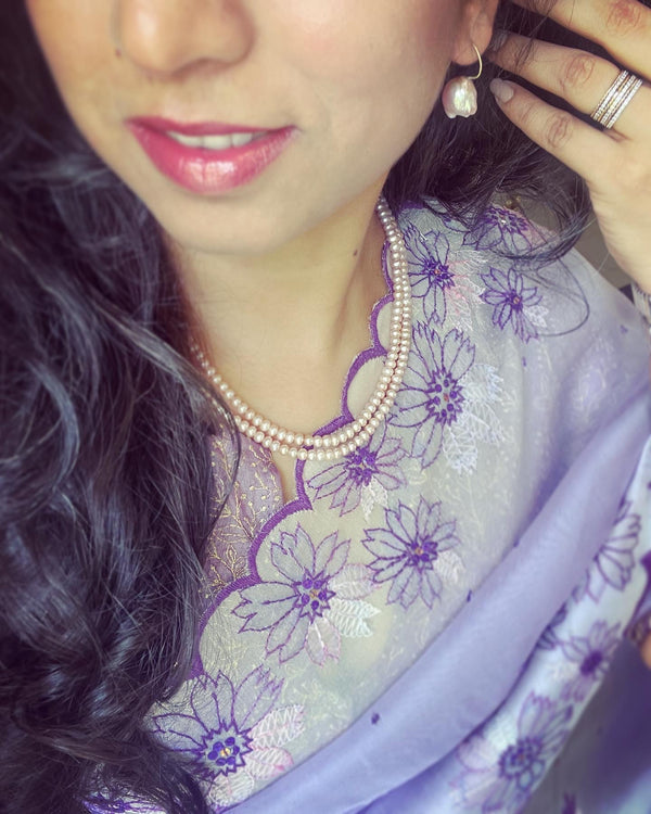 EE-W03588 Lilac Organza Saree