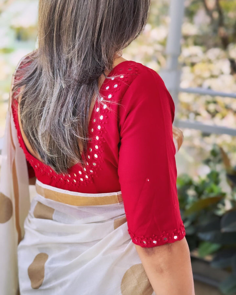 EE-W18729 Cotton Polka Sari