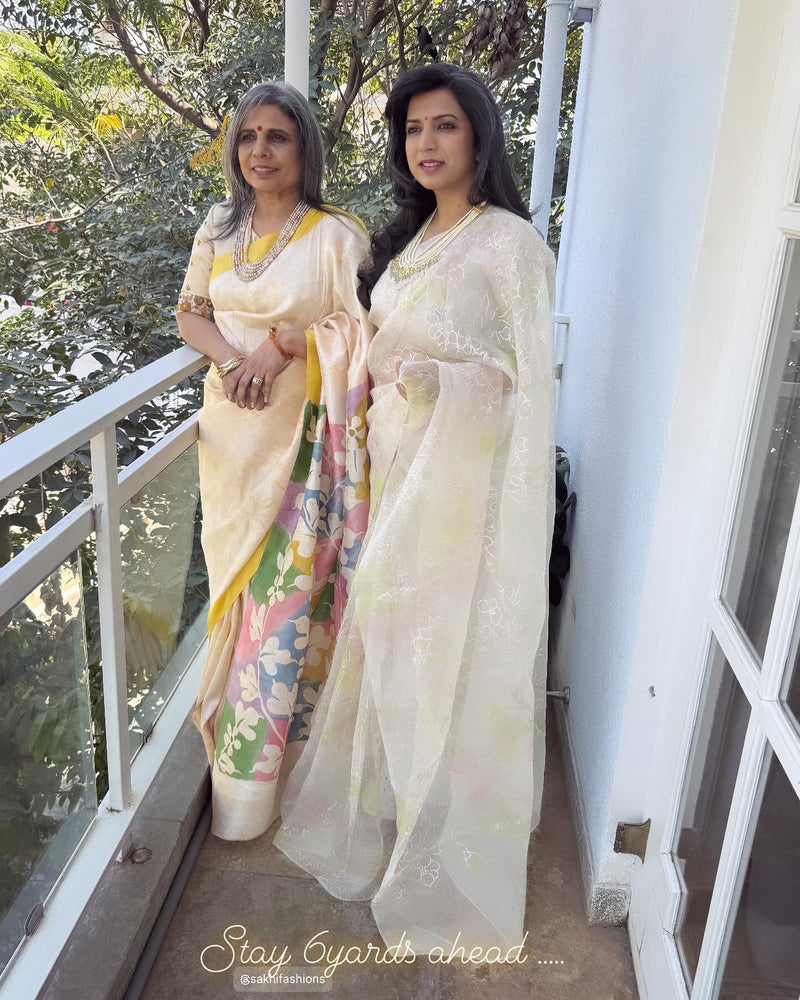 EE-W13029 Yellow Batik Saree