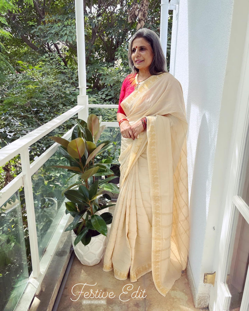 EE-W06598 Cream Madurai Cotton