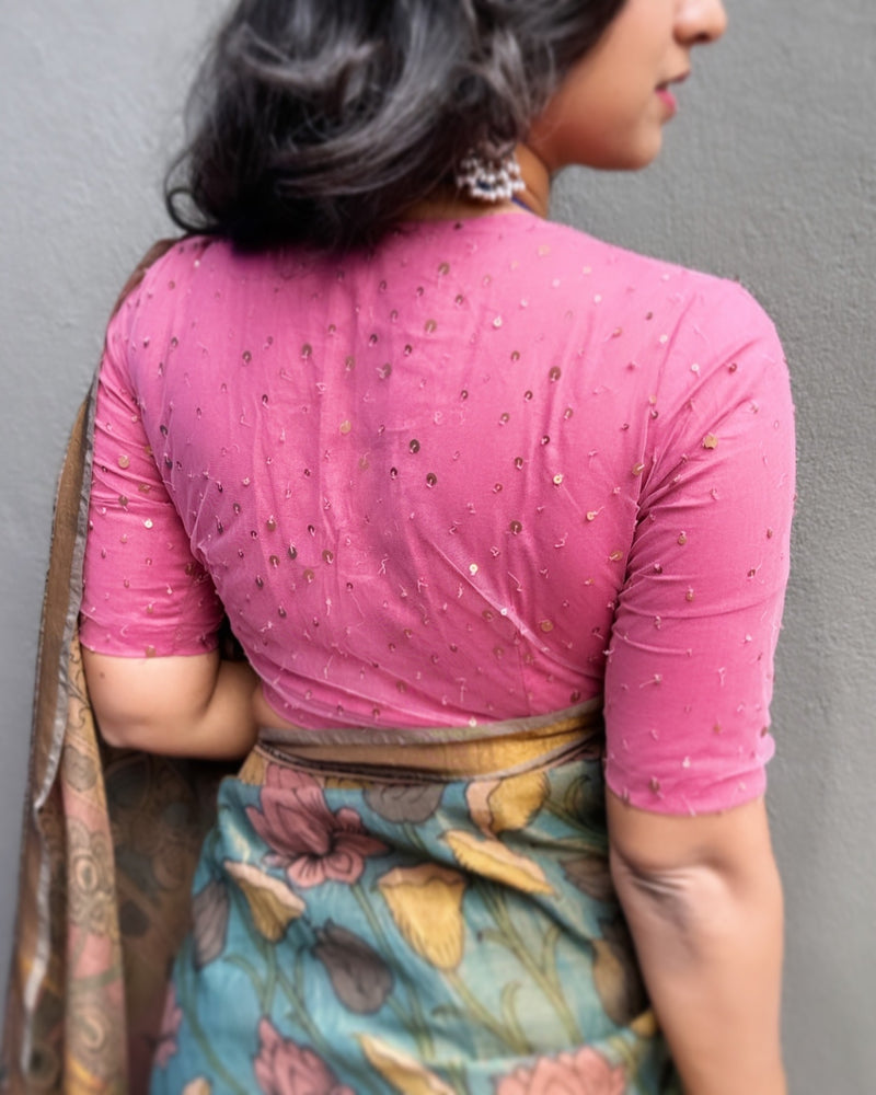 EE-X03900 Kalamkari Tissue Tussar Silk