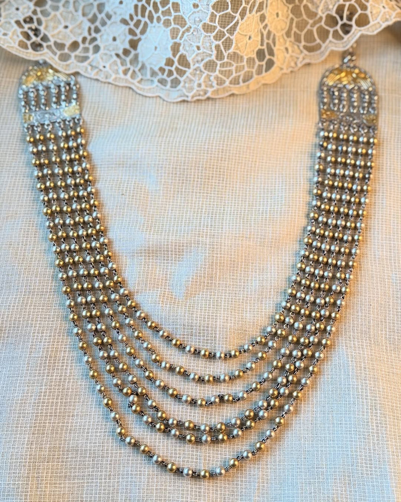AS-X16596 Silver Bhor Mala Necklace