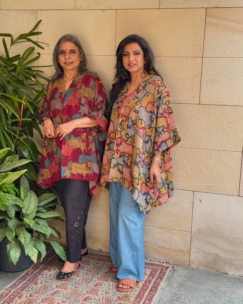 EE-X01016 Red Nandi Kalamkari Top