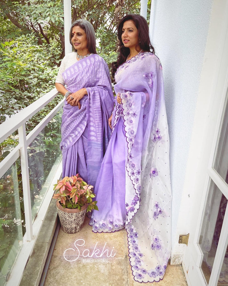 EE-W05786 Lilac Ikat Saree