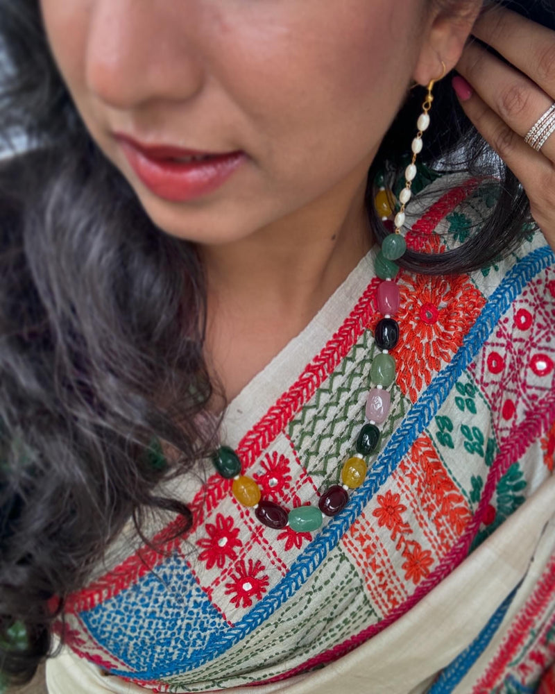 EE-X05387 Floral Tussar embroidered