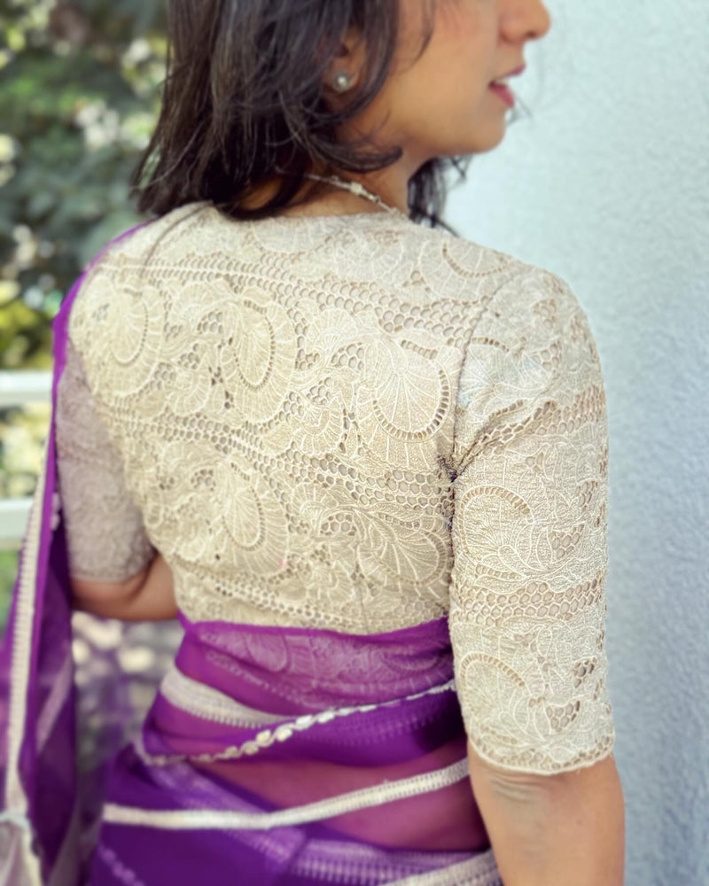 EE-V18006 Plum Organza Saree