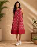 DP-X008971 Ajrakh Red Dress