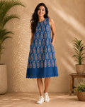 DP-X009001 Ajrakh Blue Dress