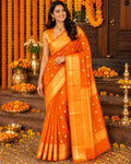 DP-Z04039 Orange Banarsi Saree