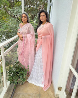 EE-W11606D Peach Crossover Sari