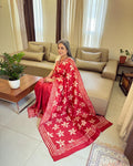 EE-V08126 Red Batik Saree
