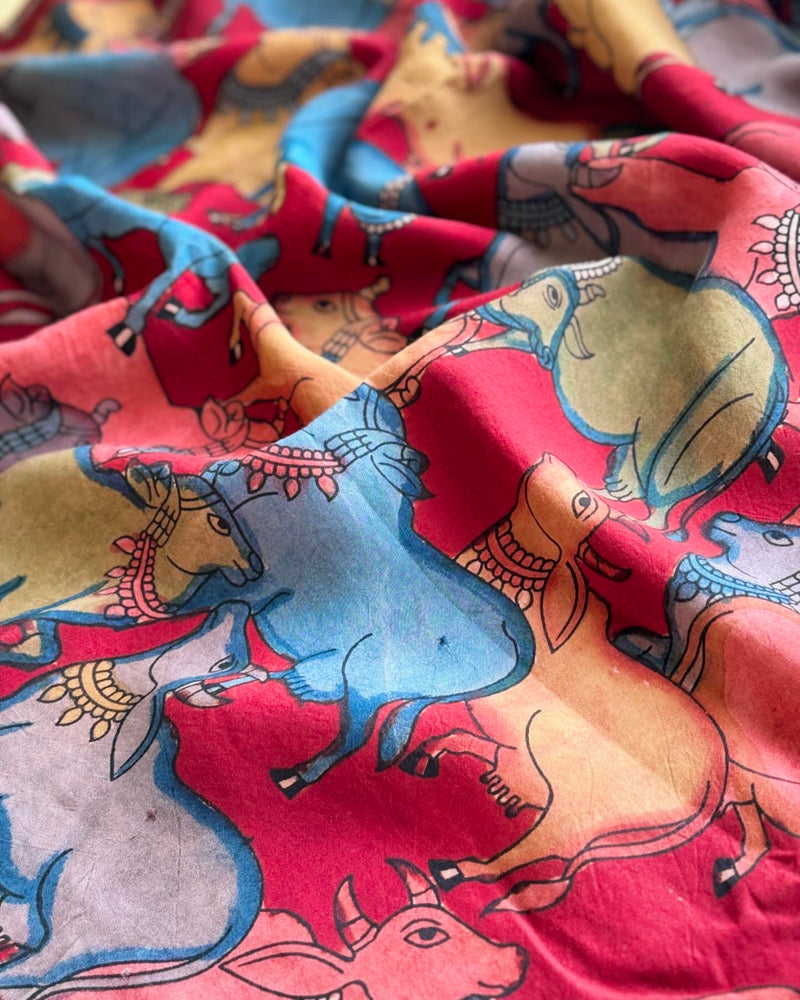 EE-X01016 Red Nandi Kalamkari Top