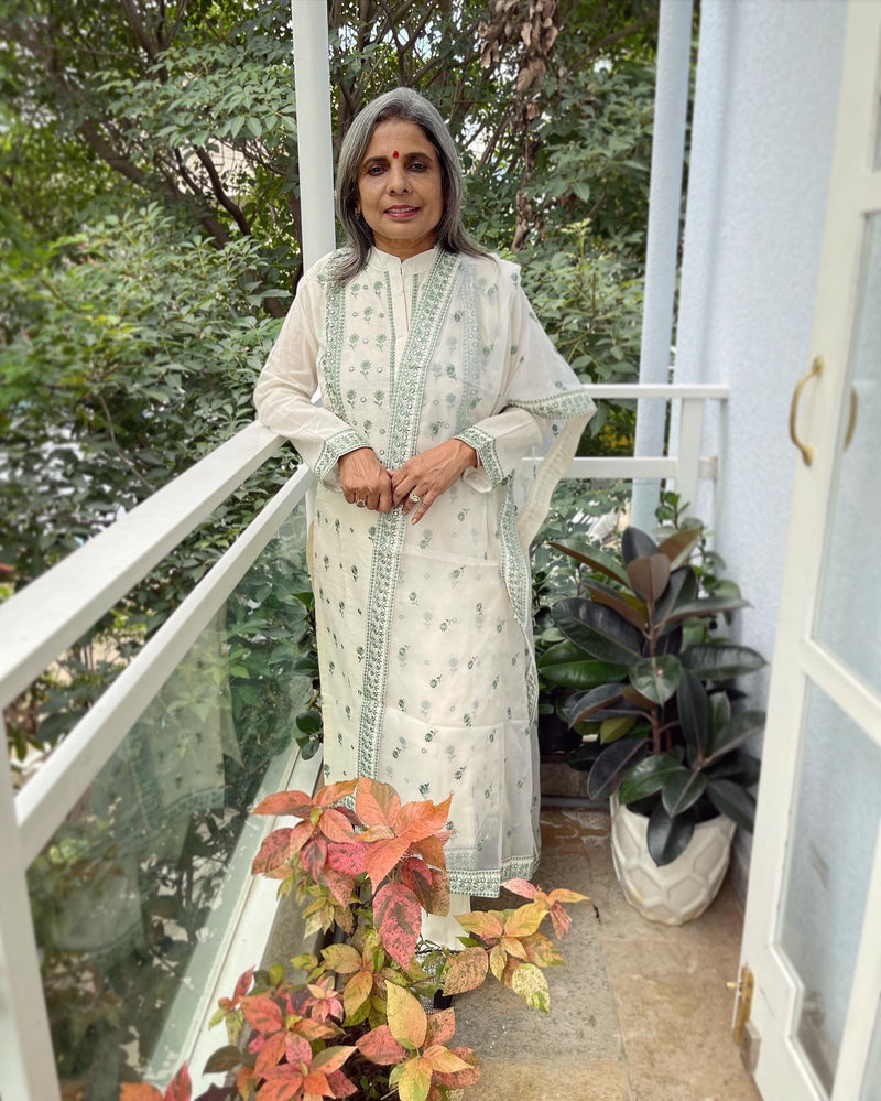 EE-W08484 Cream Mint green salwar