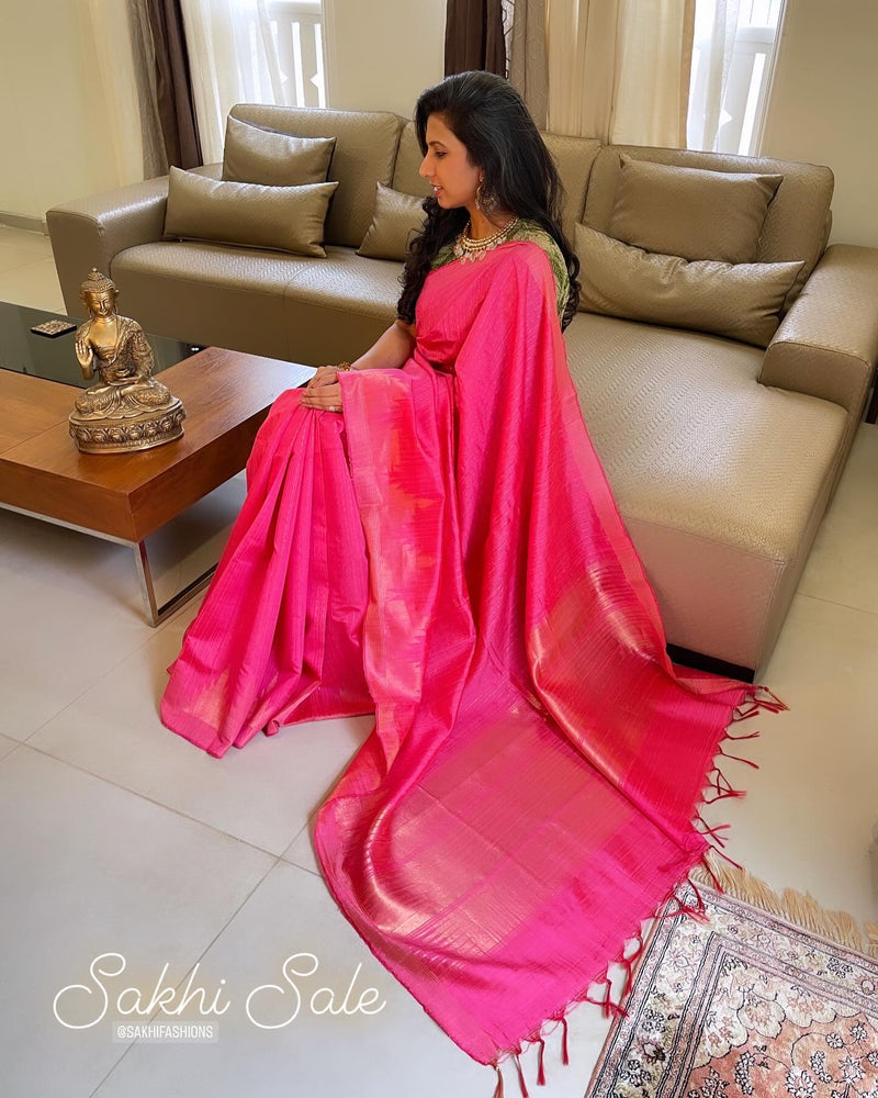 EE-W09182 Peach Rawsilk Sari