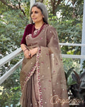 EE-W10775 Brown floral organza