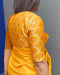 BL-Z00219R Yellow Banarsi Blouse