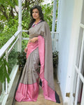 EE-X00869 Pink Tussar Silk sari