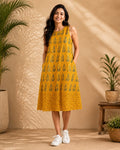 EE-Z04987 Ajrakh Yellow Dress