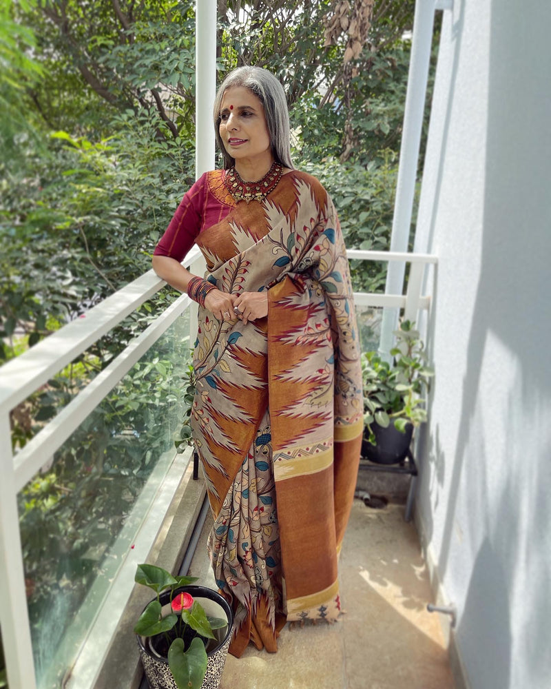 EE-W04052 Kalamkari Kanchi Silk