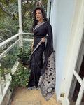 EE-W11878 Black Organza Cutwork