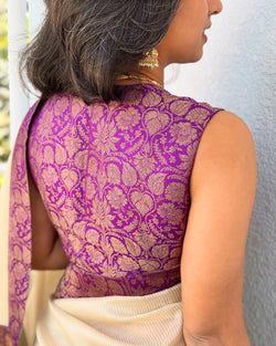 BL-V08223R Purple Banarsi Blouse