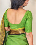 BL-V15977G Green Sequin Matka Blouse