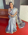 EE-S54590 Tussar Grey Saree
